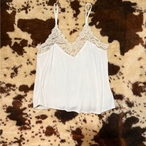 White Lace Trim Cami Top
